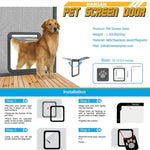 ペット足跡柄 犬用自動ロック/ロック可能ゲート 猫用安全フラップ窓 ペット用スクリーンドア, サイズ: 42x37cm, 42x37cm
