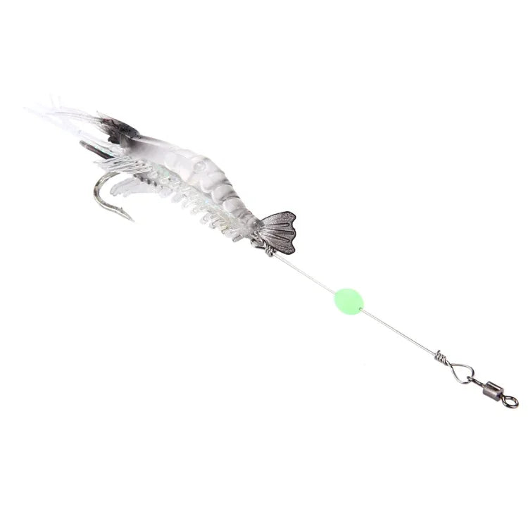 Luminous Shrimp Shape Fishing Lures Artificial Fishing Bait with Hook, Length: 7cm, White Black