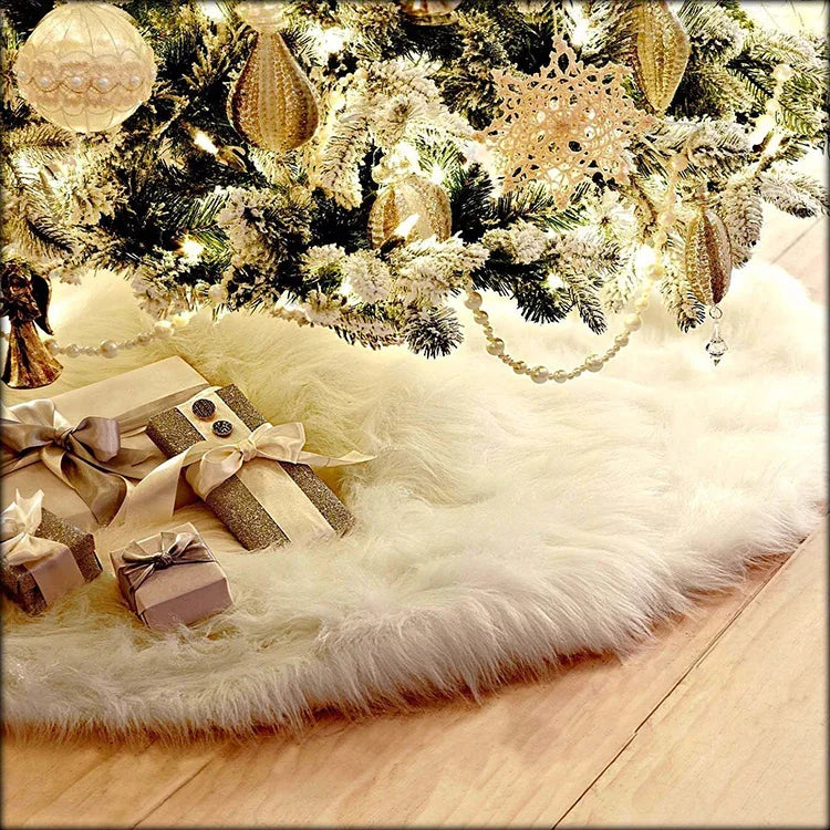 クリスマスツリープラッシュスカート白丸装飾、直径：90cm