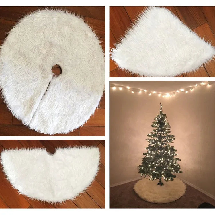 クリスマスツリープラッシュスカート白丸装飾、直径：90cm