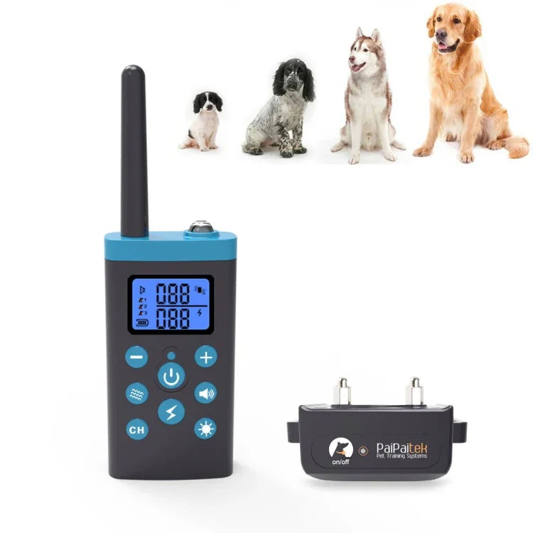 自動 いぬ鳴き防止首輪 ペットトレーニング制御システム＋電気ショック PUレザー首輪 犬用、PD525