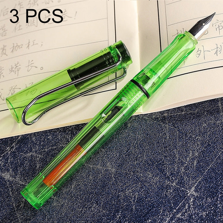 3本セット 学校・オフィス用 超極細チタン合金ペン先 透明ピストン万年筆（ブラック）、ランダム配送（0.5mm/0.38mmペン先）、HC3328B、HC3328E、HC3328F、HC3328G、HC3328L、HC3328LG、HC3328P、HC3328R、HC3328TE、HC3328TG、HC3328TH、HC3328TL、HC3328TT