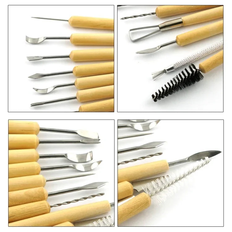 11-in-1 木製DIYクレイカッター 陶芸用粘土彫刻ユーティリティナイフセット、彫刻用ユーティリティナイフセット