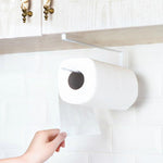 ステンレス製キッチン用トイレットペーパータオルラック ペーパーロールホルダー キャビネット吊り棚 保存フィルム収納ラック サイズ：26*10.8*1.5cm ホワイト