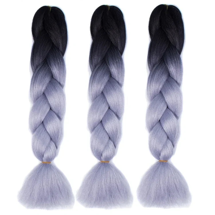 ファッションカラグラデーション個別編み込みウィッグ化学繊維大きな編み込み、ランダムカラー配送、長さ：60cm、ランダムカラー配送