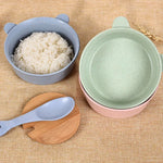 Balcherlam ベビー小麦茎素材 ボウル＋スプーンキット、ランダムカラー配送、ボウル＋スプーンキット