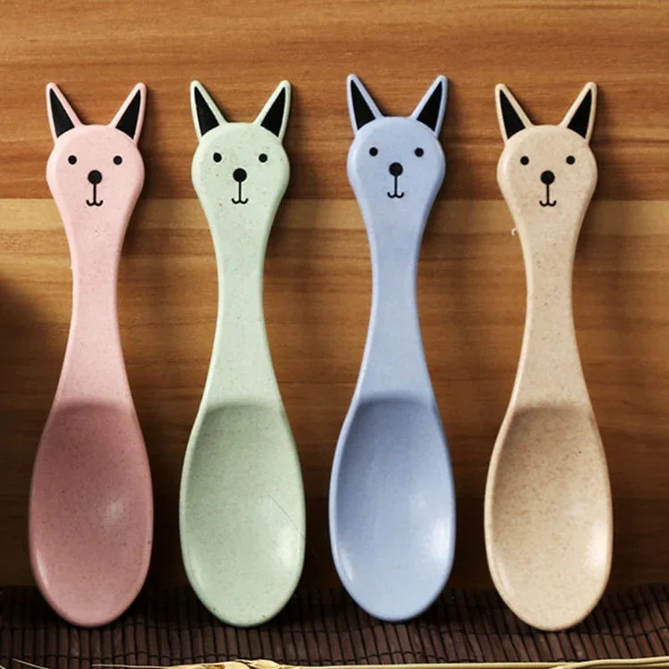 Balcherlam ベビー小麦茎素材 ボウル＋スプーンキット、ランダムカラー配送、ボウル＋スプーンキット