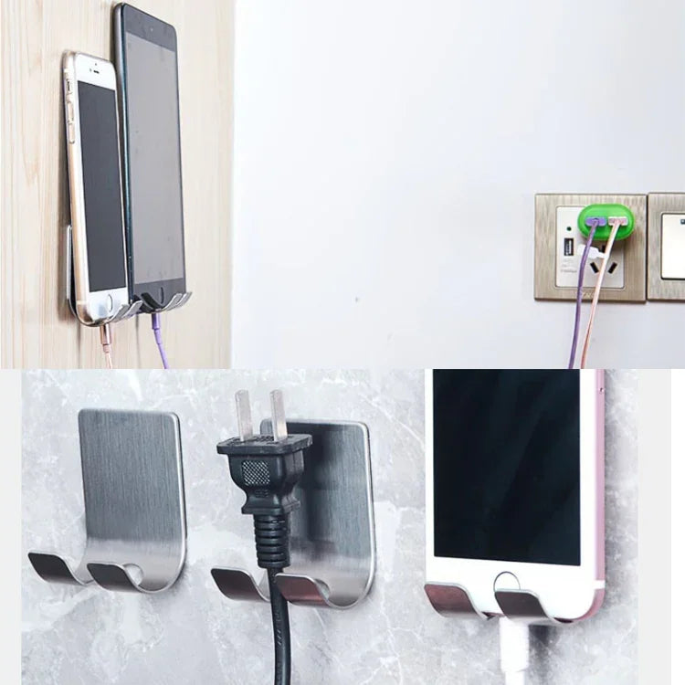 ステンレス製プラグ電源コードフック 浴室用非穿孔収納ラック、サイズ: 61x45mm、ステンレス製プラグ電源コードフック