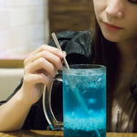 5本セット 再利用可能ステンレス製曲がり飲みストロー＋クリーナーブラシセット、215*8mm（曲がり）
