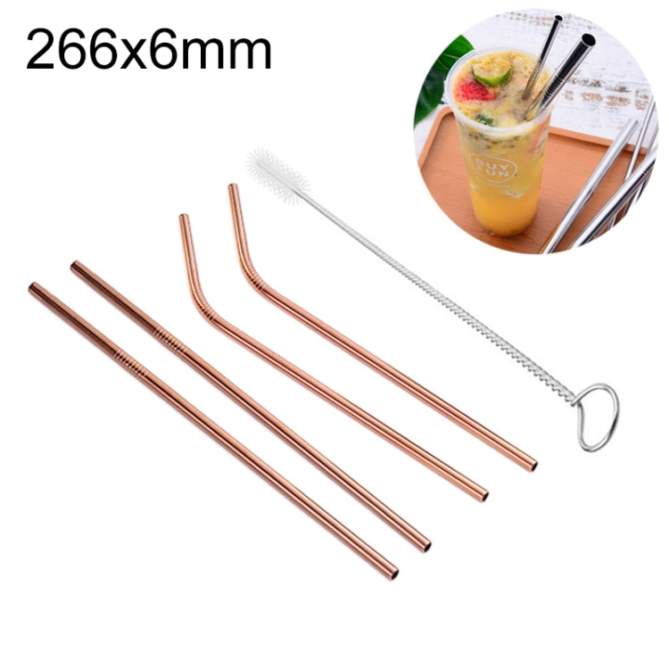 4個セット 再利用可能ステンレス製ストロー＋クリーナーブラシセット 266*6mm 266*6mm（組み合わせ）