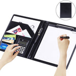 オフィス用品 ビジネススタイル レザードキュメントフォルダー 30ページ A4ノートパッド＆電卓付き