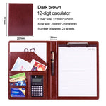 オフィス用品 ビジネススタイル レザードキュメントフォルダー 30ページ A4ノートパッド＆電卓付き