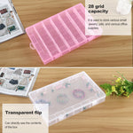 プラスチックオーガナイザーコンテナ収納ボックス 28スロット 取り外し可能グリッドコンパートメント ジュエリーイヤリング釣り針小物用