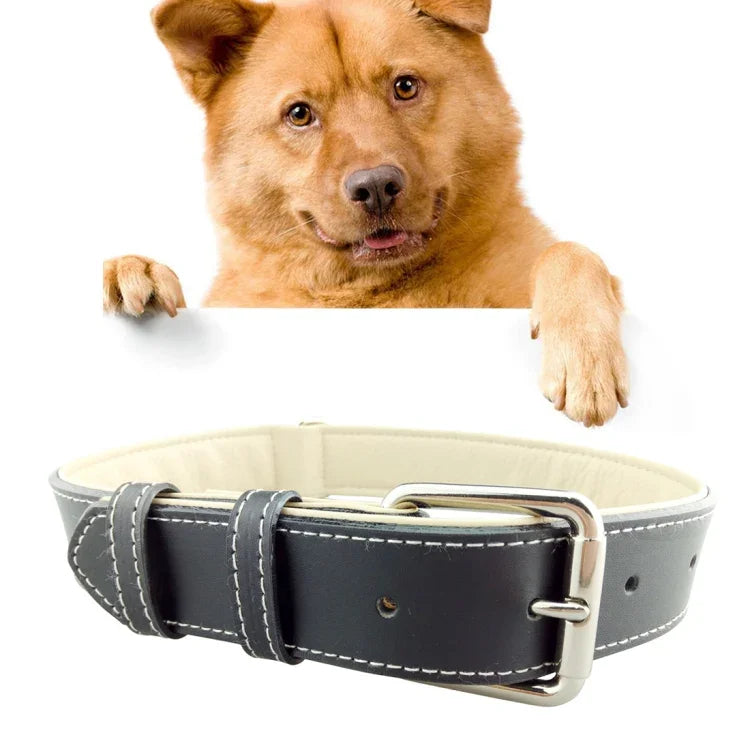 レザー製ペット用犬首輪 ペット用品 大型犬用首輪 サイズ：L、2.5 * 51cm、サイズ：L