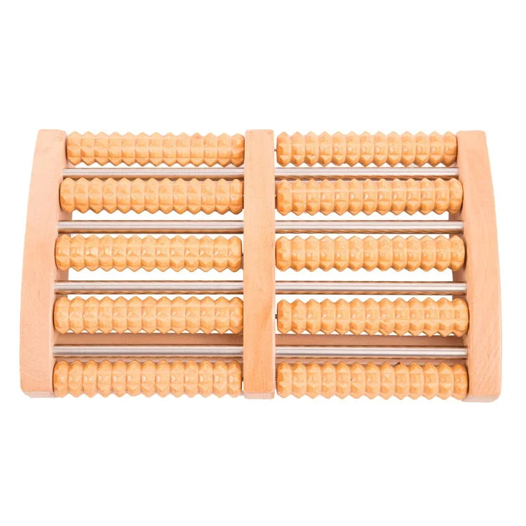 Thickened Large Non-slip Five-row Solid Wood Roller Foot Massager