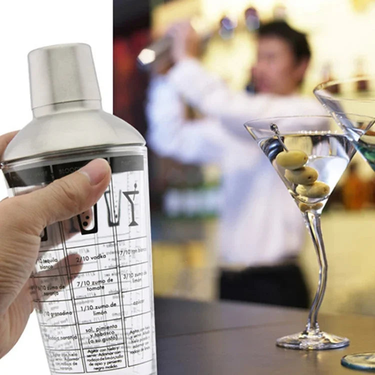 ステンレススチール製ガラスカクテルシェーカーツール ミルクティーカップ付きスケール、容量：450ml、450mlカクテルシェーカー