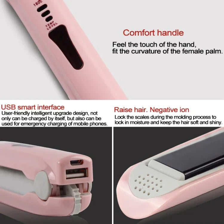 ワイヤレスミニUSB充電式ヘアストレートナー ヘアカーラー二重用途ヘアスプリント
