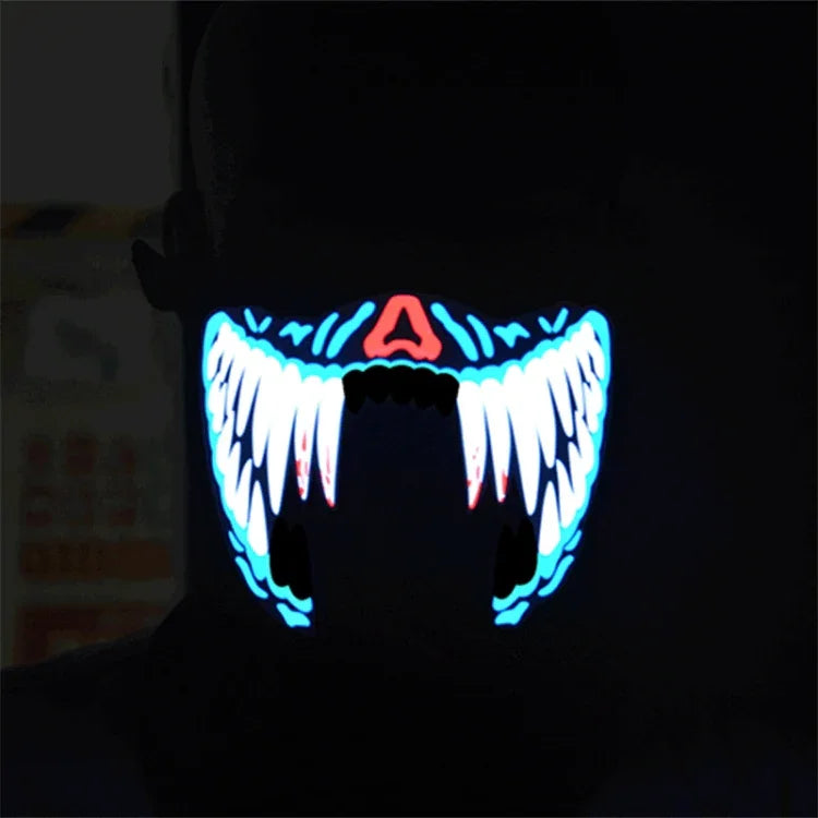 FG-MA-02 ハロウィンマスク 音声制御LED冷光テラーカスプレイマスク、FG-MA-02