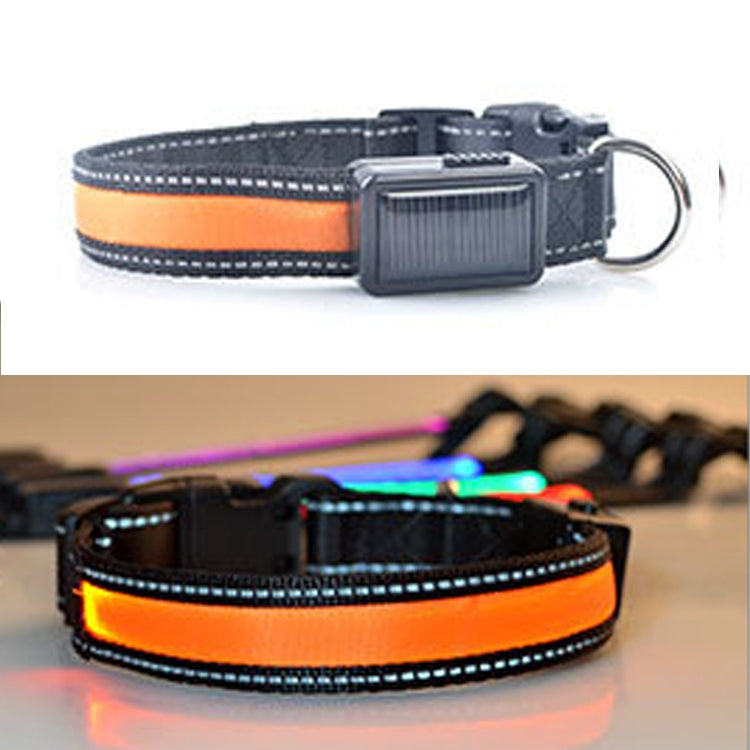 中型および大型犬用ペットソーラー＋USB充電式LEDライトカラー、首周りサイズ：S、35-40cm、サイズ：S
