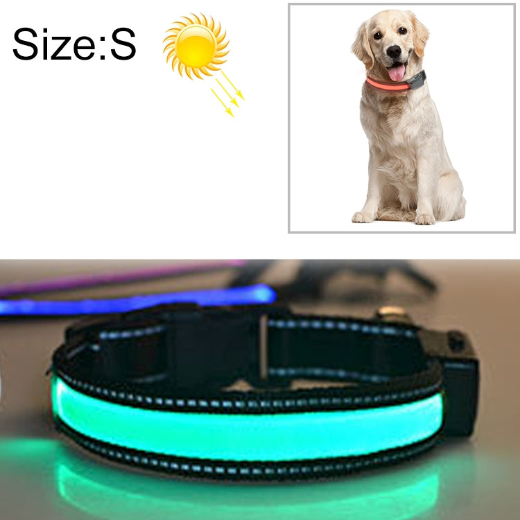 中型および大型犬用ペットソーラー＋USB充電式LEDライトカラー、首周りサイズ：S、35-40cm、サイズ：S
