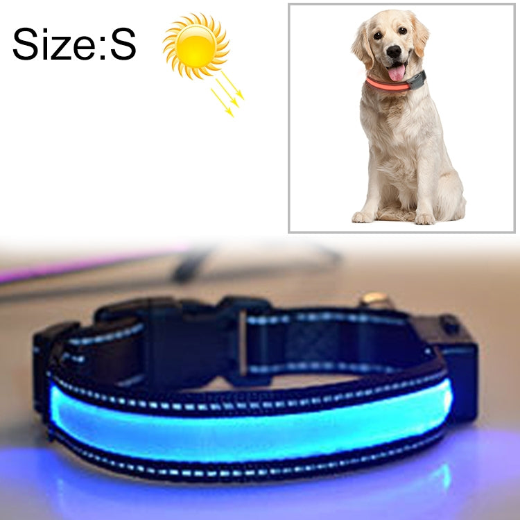 中型および大型犬用ペットソーラー＋USB充電式LEDライトカラー、首周りサイズ：S、35-40cm、サイズ：S