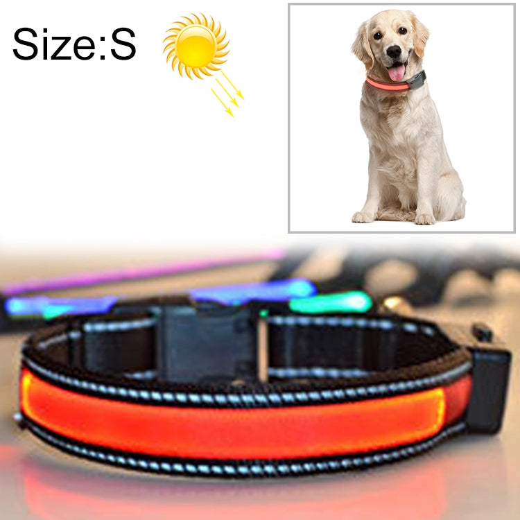 中型および大型犬用ペットソーラー＋USB充電式LEDライトカラー、首周りサイズ：S、35-40cm、サイズ：S