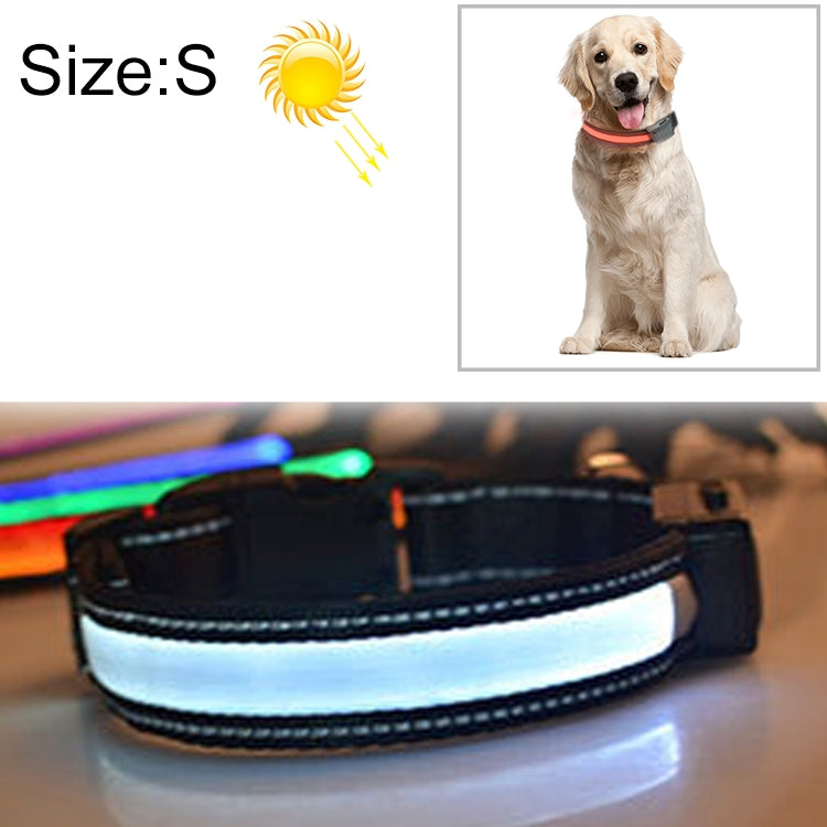 中型および大型犬用ペットソーラー＋USB充電式LEDライトカラー、首周りサイズ：S、35-40cm、サイズ：S