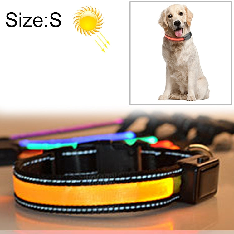 中型および大型犬用ペットソーラー＋USB充電式LEDライトカラー、首周りサイズ：S、35-40cm、サイズ：S