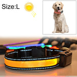 中型および大型犬用ペットソーラー＋USB充電式LEDライトカラー、首周りサイズ：L、50-60cm、サイズ：L