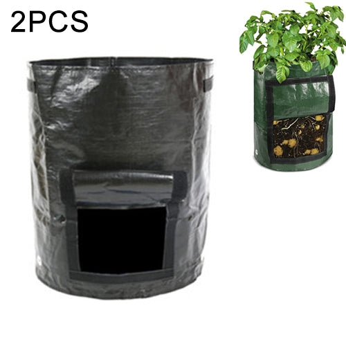 2個セット 7ガロン ポテト植え用PEバッグ 編み布バッグ 栽培用ガーデンポット 野菜植えバッグ 栽培バッグ 農場・庭園用品 グリーン、ブラック、オレンジ、イエロー