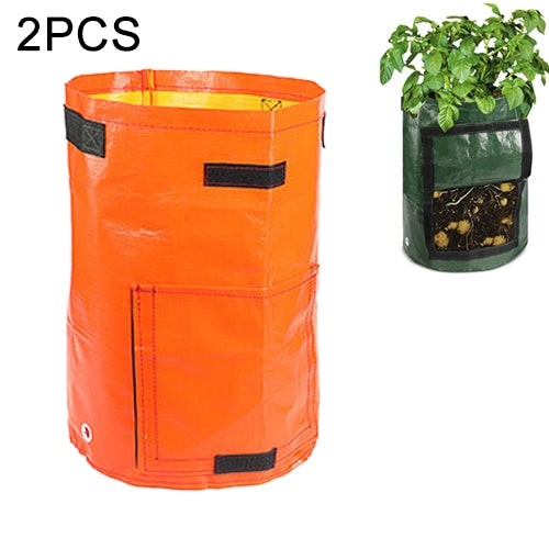2個セット 7ガロン ポテト植え用PEバッグ 編み布バッグ 栽培用ガーデンポット 野菜植えバッグ 栽培バッグ 農場・庭園用品 グリーン、ブラック、オレンジ、イエロー