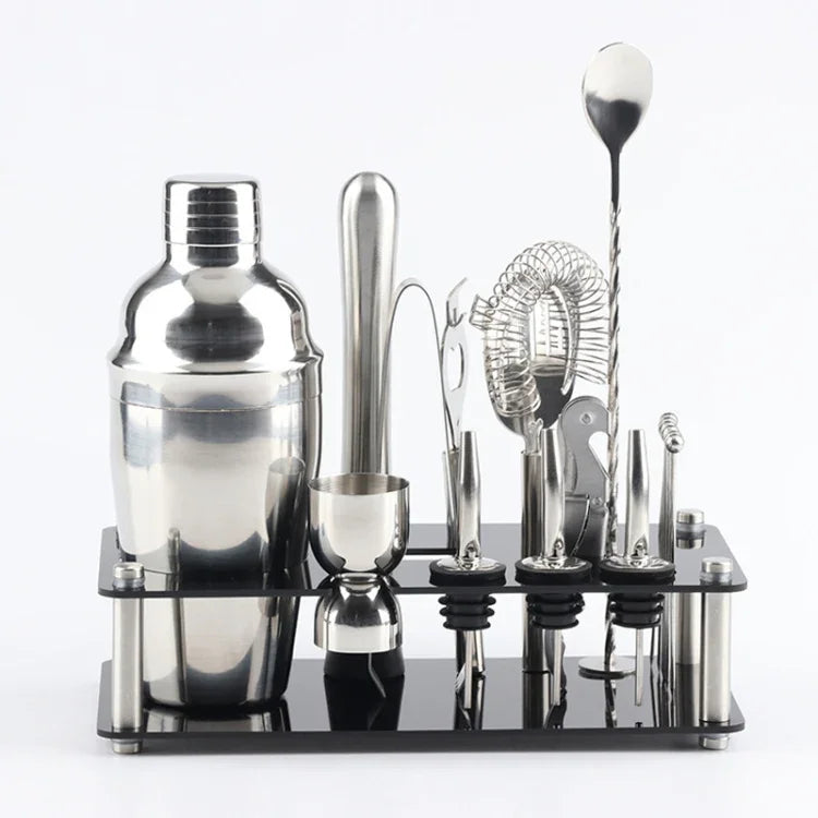 18-in-1カクテルシェーカー工具セット アクリルマウント付き、容量：750ml、750ml