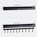 70cm 10フック キッチン多機能壁掛けホルダー 調味料収納ラック、70cm 10フック（ブラック）