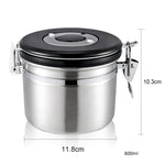 800mlステンレス密閉食品コーヒー豆保存容器 内蔵CO2ガスベントバルブ＆カレンダー付き