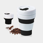 350ml アウトドア用ポケットサイズ コーヒー・ティー用折りたたみトラベルマグ シリコンカップ 蓋付き