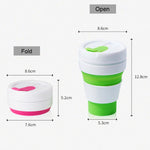 350ml アウトドア用ポケットサイズ コーヒー・ティー用折りたたみトラベルマグ シリコンカップ 蓋付き