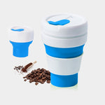350ml アウトドア用ポケットサイズ コーヒー・ティー用折りたたみトラベルマグ シリコンカップ 蓋付き