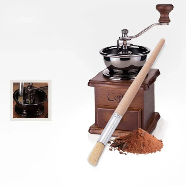 2 PCS Wood Handle Bristles Coffee Grinder Dusting Cleaning Brush, Length: 19.5cm, Cleaning Brush