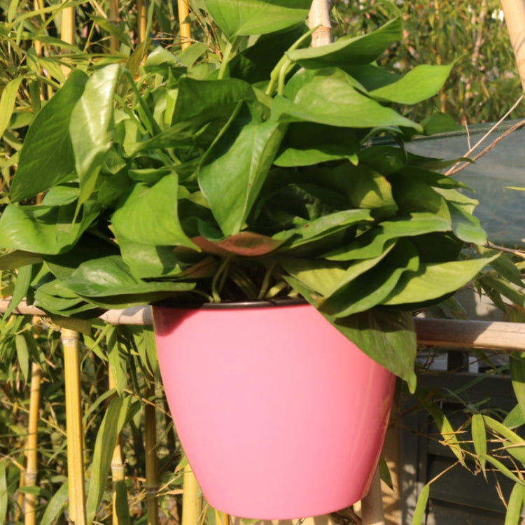 セルフウォータリングプランター 植物育成用 レイジーフラワーポット 壁掛け丸型樹脂プラスチック製フラワーポット、サイズ：18x12.5x16cm