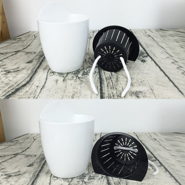 セルフウォータリングプランター 植物育成用 レイジーフラワーポット 壁掛け丸型樹脂プラスチック製フラワーポット、サイズ：18x12.5x16cm