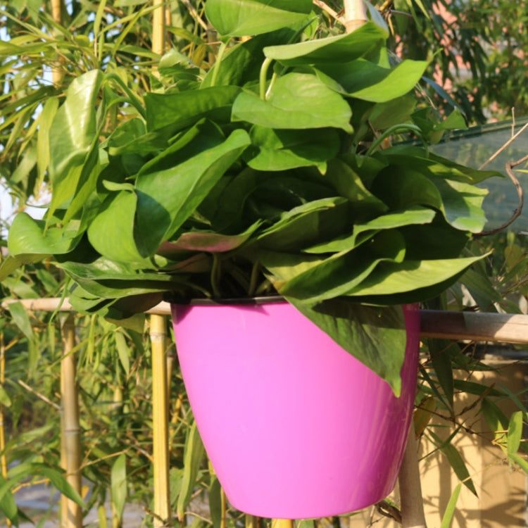 セルフウォータリングプランター 植物育成用 レイジーフラワーポット 壁掛け丸型樹脂プラスチック製フラワーポット、サイズ：18x12.5x16cm