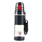 Teloy TNY-9601 650ML ポータブルスナップキャップスペースカップボトル、適用水温：-20～120度、TNY-9601（ダークグレー＋レッド）