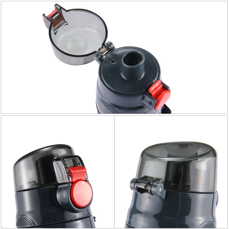 Teloy TNY-9601 650ML ポータブルスナップキャップスペースカップボトル、適用水温：-20～120度、TNY-9601（ダークグレー＋レッド）