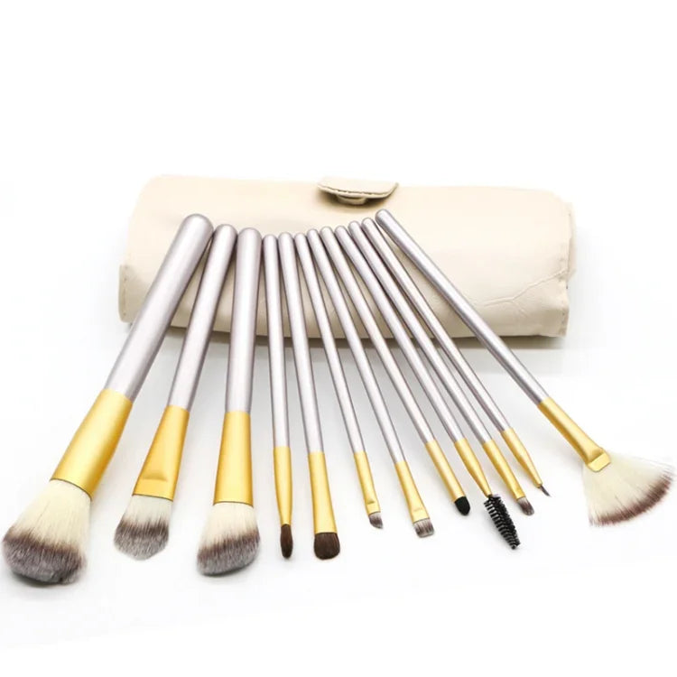 12in1 高級ベージュビューティーメイクブラシツールキット サイズ：22*29cm