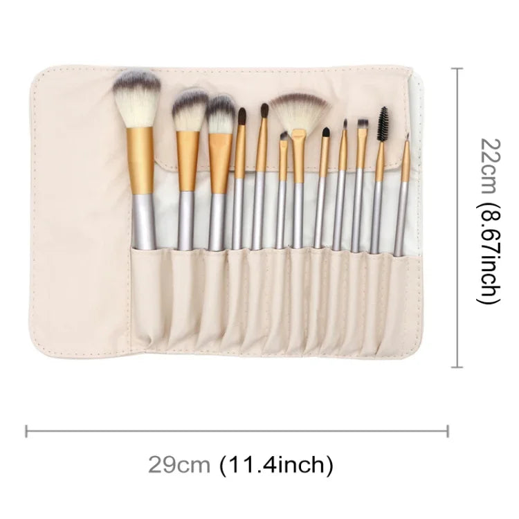 12in1 高級ベージュビューティーメイクブラシツールキット サイズ：22*29cm