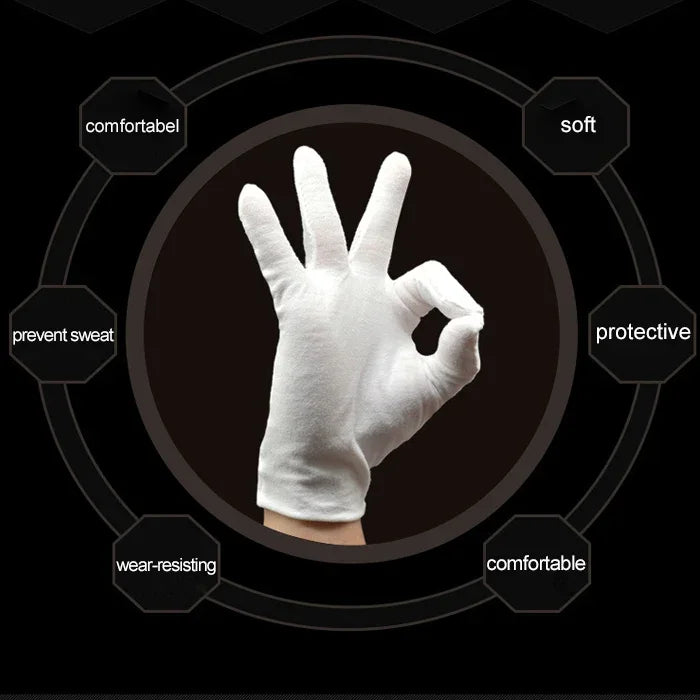 12 Pairs Pure Cotton Working Gloves, Thickened， Size：Free Size, Thickened， Size：Free Size