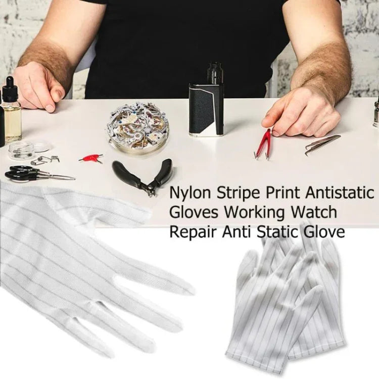 10 Pairs Anti-static Stripe Plastic Gloves, Size：Free Size, Plastic Gloves