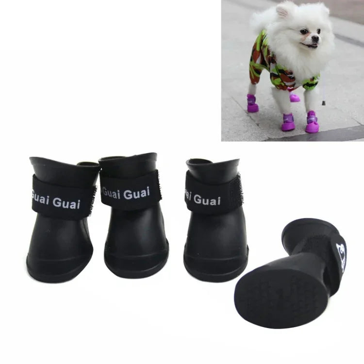かわいいペット犬用シューズ 子犬用キャンディーカラーラバーブーツ 防水レインシューズ、M、サイズ：5.0 x 4.0cm、サイズ：M 5.0 x 4.0cm、サイズ：5.0 x 4.0cm