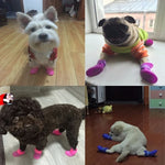 かわいいペット犬用シューズ 子犬用キャンディーカラーラバーブーツ 防水レインシューズ、M、サイズ：5.0 x 4.0cm、サイズ：M 5.0 x 4.0cm、サイズ：5.0 x 4.0cm