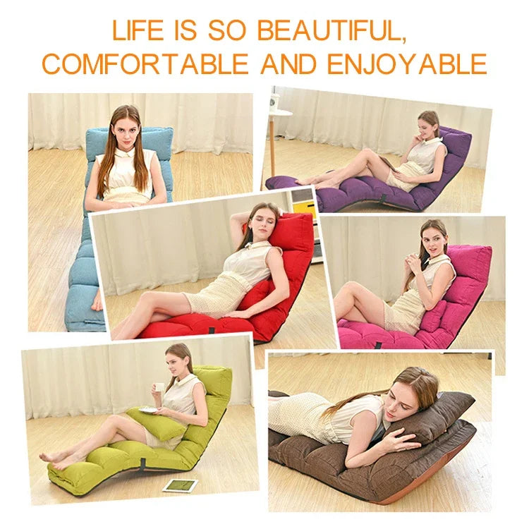 C1 Lazy Couch Tatami Foldable Single Recliner Bay Window Creative Leisure Floor Chair, Size:205x56x20cm, 205x56x20cm (Red), 205x56x20cm (Purple), 205x56x20cm (Lake Blue), 205x56x20cm (Khaki), 205x56x20cm (Green), 205x56x20cm (Dark Coffee)              ...